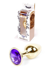 Stalowy Korek Analny z Fioletowym Kryształkiem Gold Diamond Plug Violet